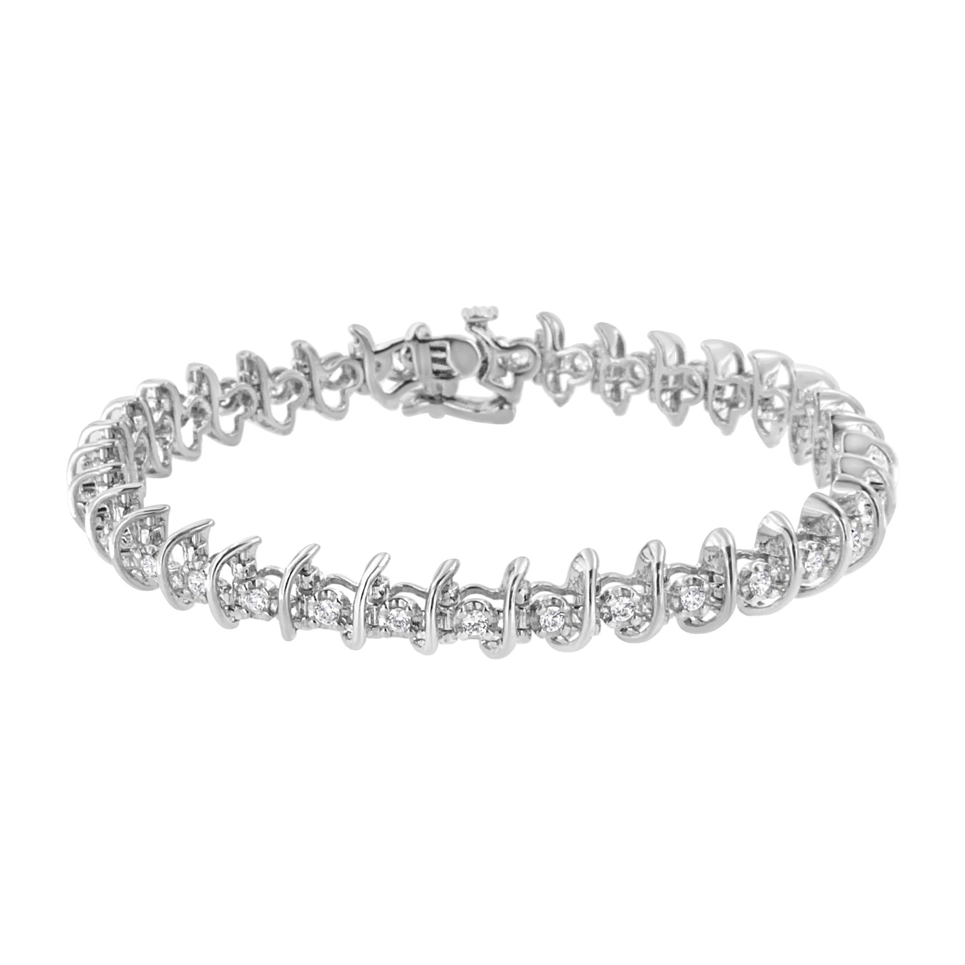 .925 Sterling Silver 1 cttw Prong-Set Diamond Link Bracelet (I-J I1-I2)