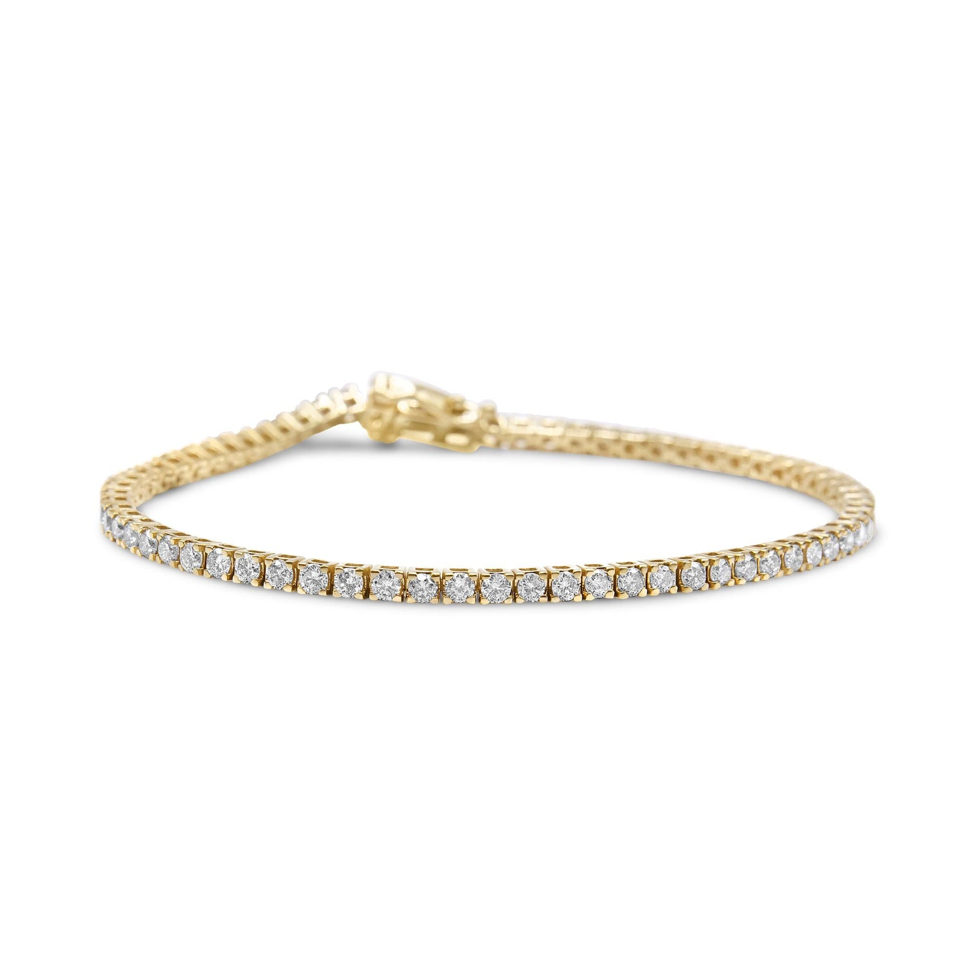 14K Yellow Gold Plated.925 Sterling Silver 3 cttw Diamond Tennis Bracelet