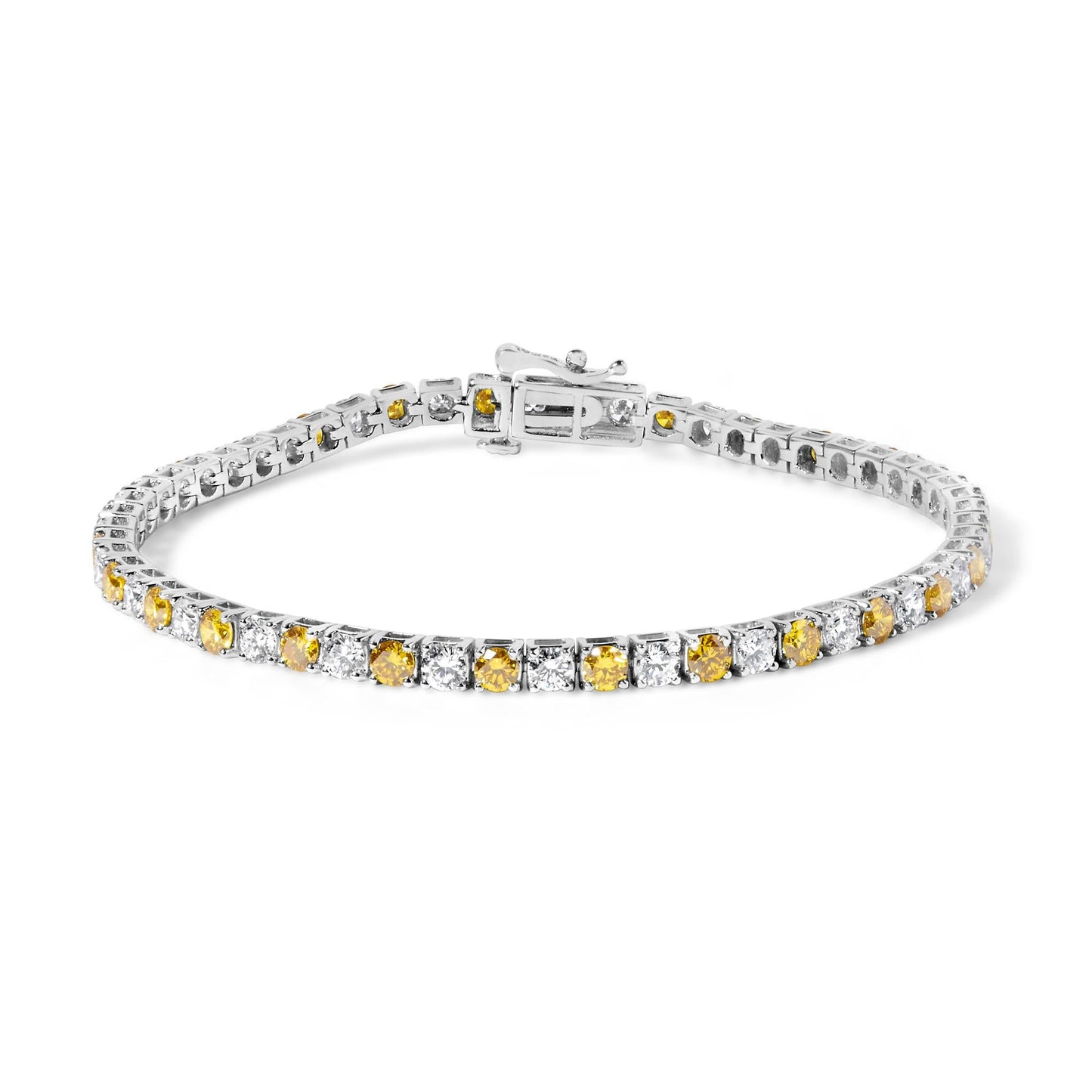 Yellow Gold-Plated Sterling Silver Diamond Certified Tennis Bracelet (5.00 cttw