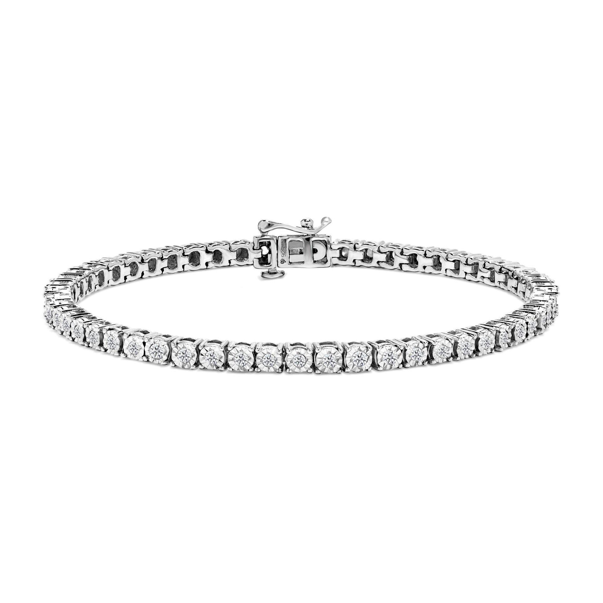 IGI Certified.925 Sterling Silver 1.0 Cttw Miracle-Set Diamond Round Miracle