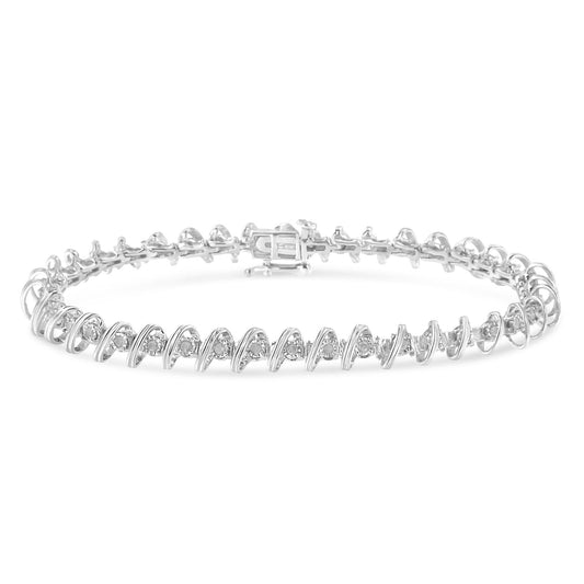 .925 Sterling Silver 1/2 Cttw Diamond Miracle-Set 7’’ Tennis Bracelet (I-J