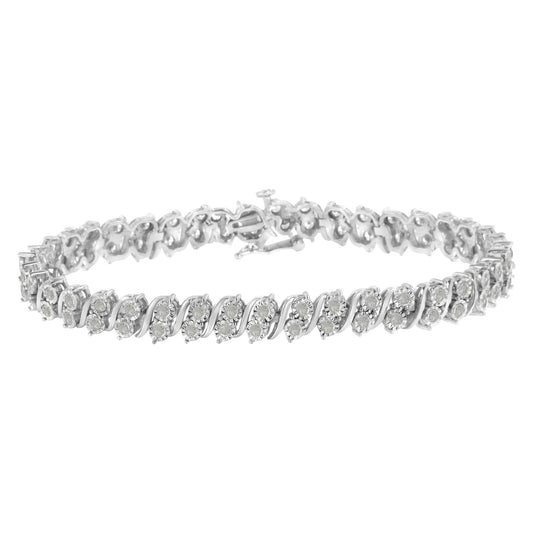 .925 Sterling Silver 2.0 Cttw Diamond S- Link Tennis Bracelet (I-J Color I3