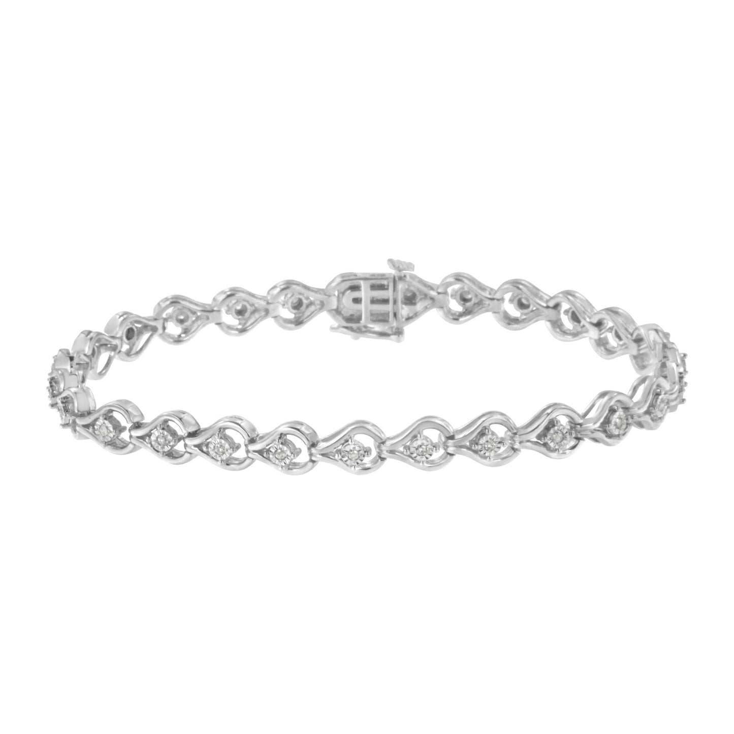 Sterling Silver Diamond Link Bracelet (1/4 cttw I-J Color I2-I3 Clarity)