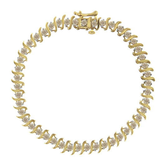 10KT Yellow Gold Diamond S-Link Bracelet (3 cttw J-K Color I2-I3 Clarity)