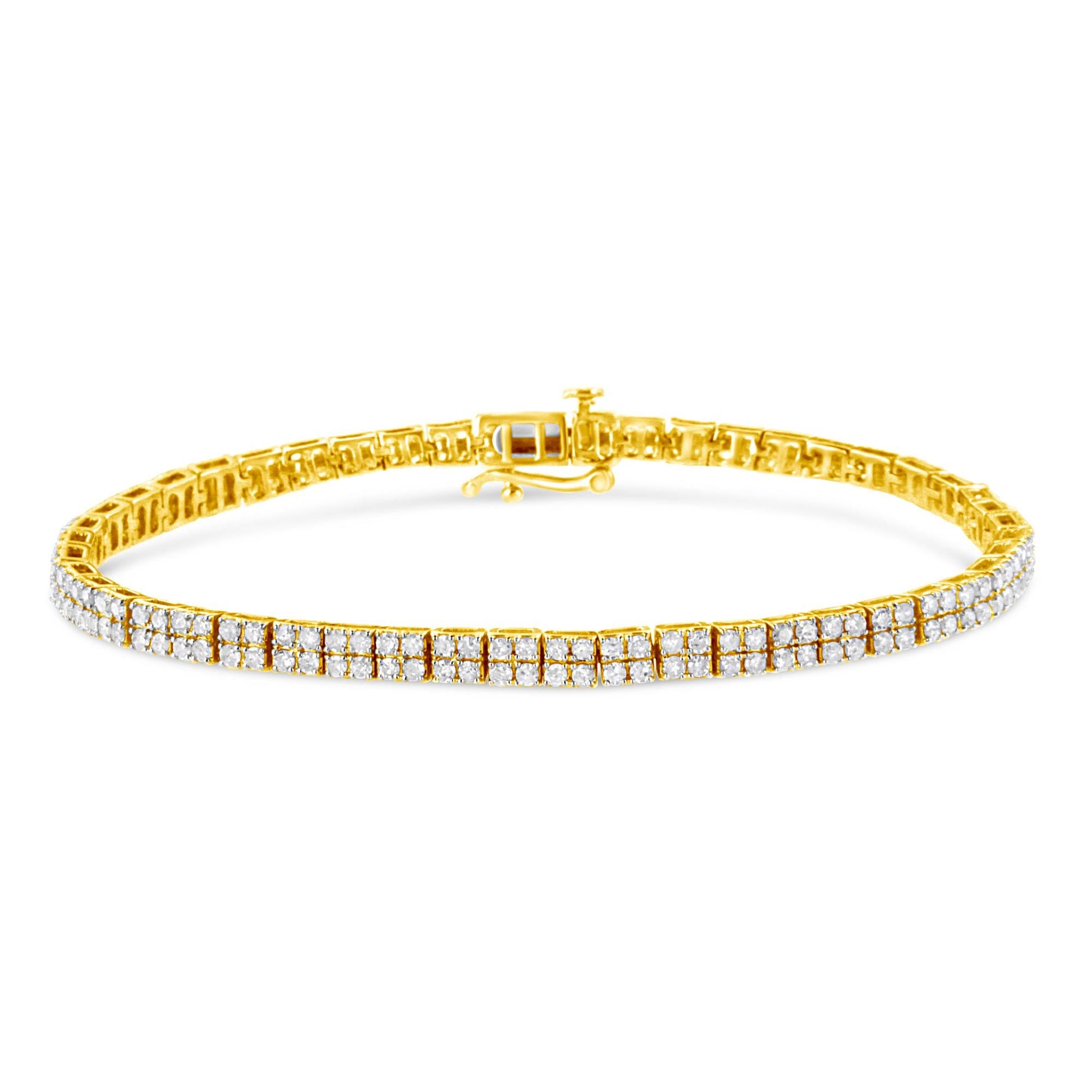 14K Yellow Gold Plated.925 Sterling Silver 3.0 Cttw Diamond Link Bracelet (K-L