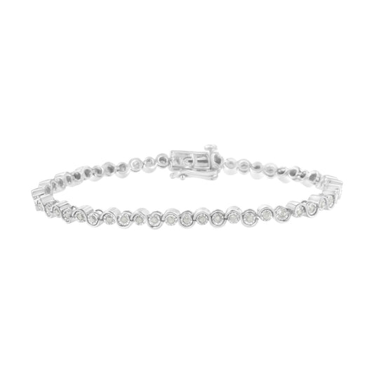 .925 Sterling Silver 1.0 cttw Miracle-Set Diamond ’U’ Link Bracelet(I-J