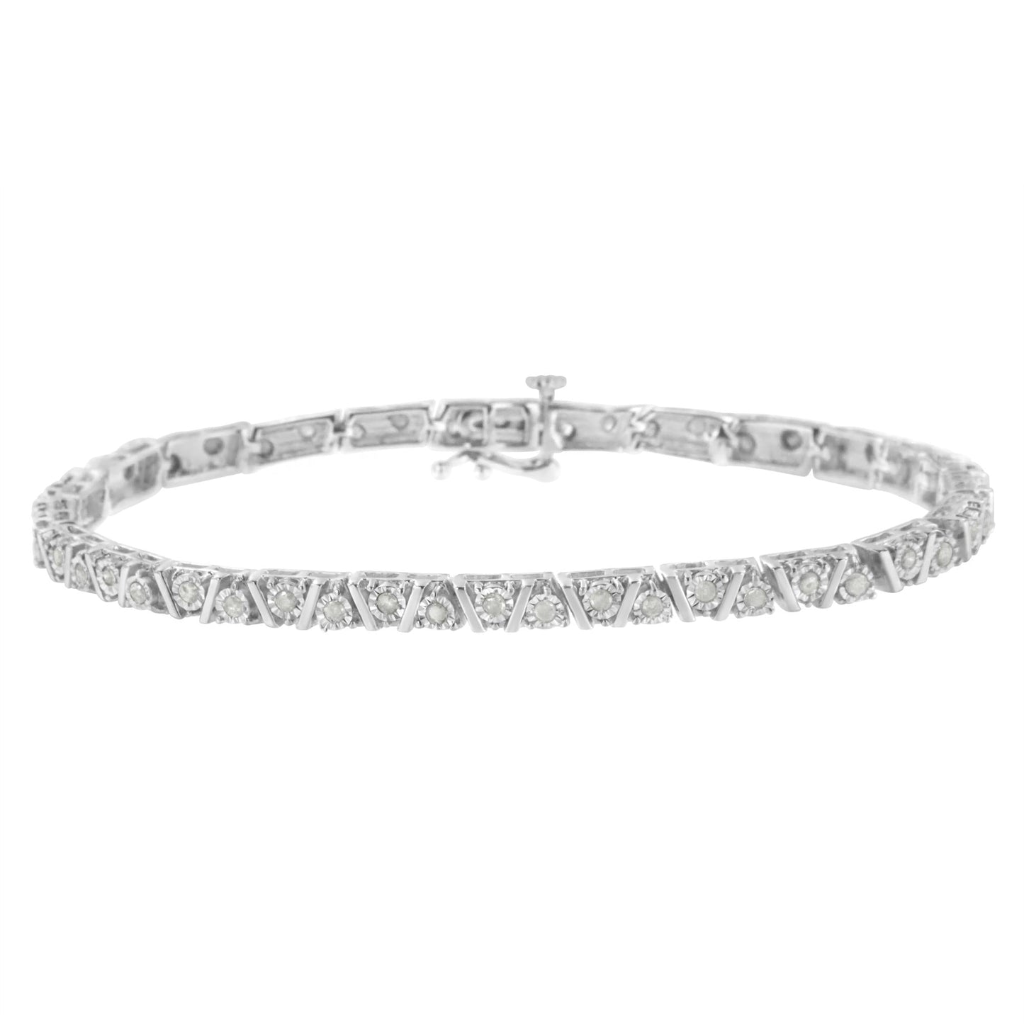 .925 Sterling Silver 1.0 cttw Miracle-Set Diamond Tennis Bracelet (I-J Color I3