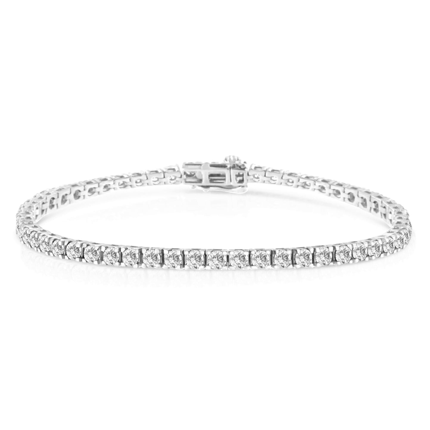 14K White Gold 4-Prong Set Lab Grown Round Diamond Classic Tennis Bracelet (F-G