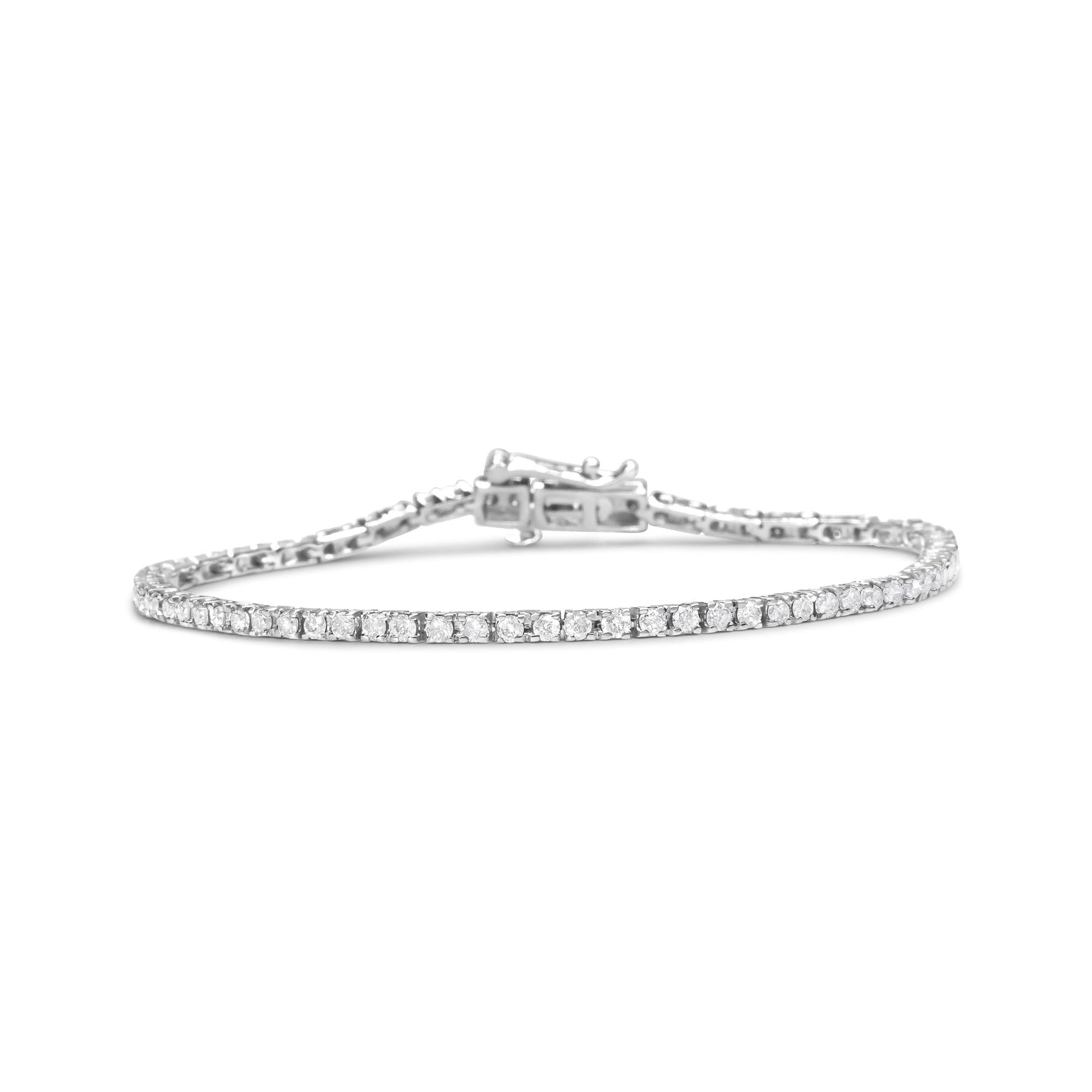 10K White Gold 2.0 Cttw Prong Set Round-Cut 7.25’’ Classic Diamond Tennis