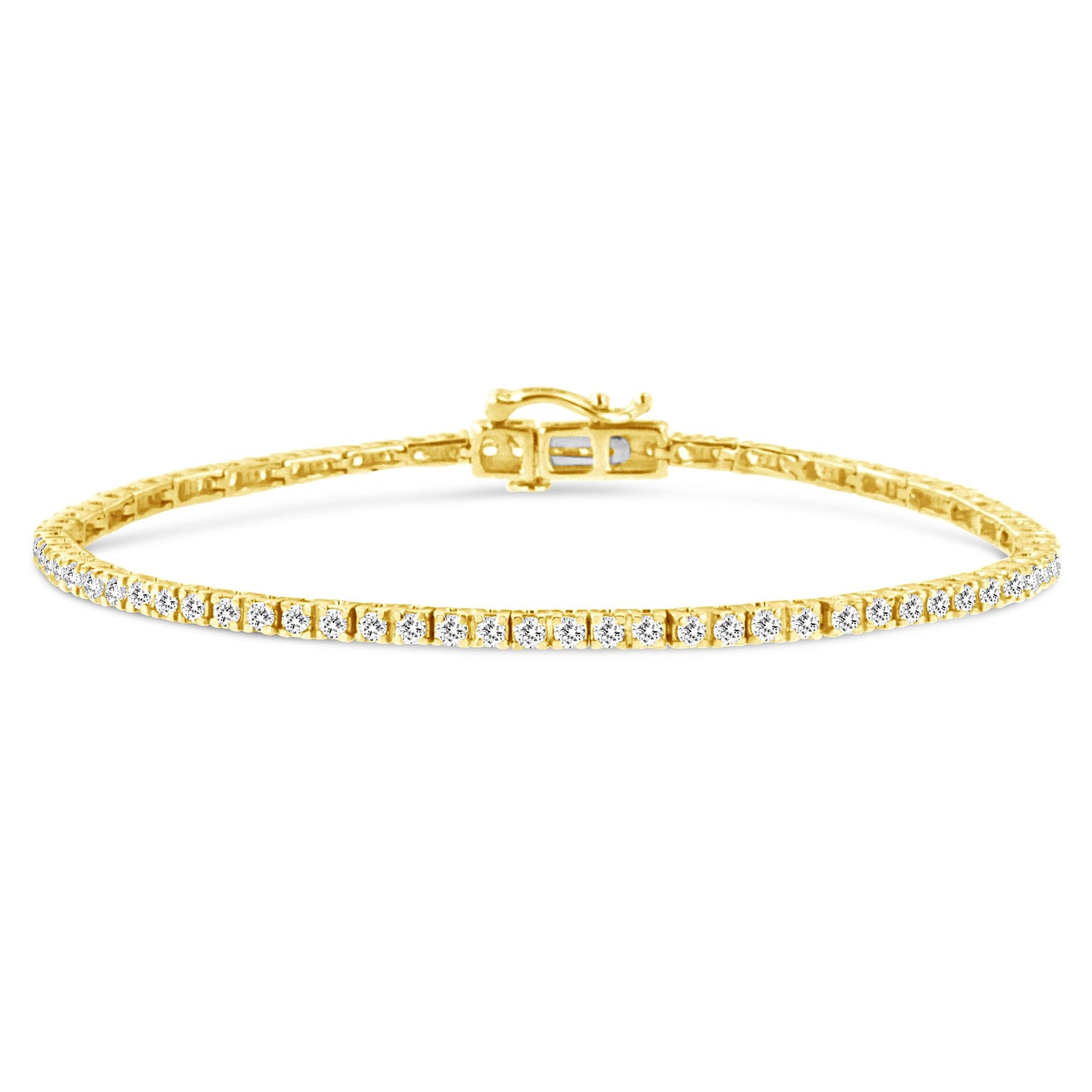 14K Yellow Gold Plated.925 Sterling Silver 2.0 Cttw Diamond Classic Link Tennis