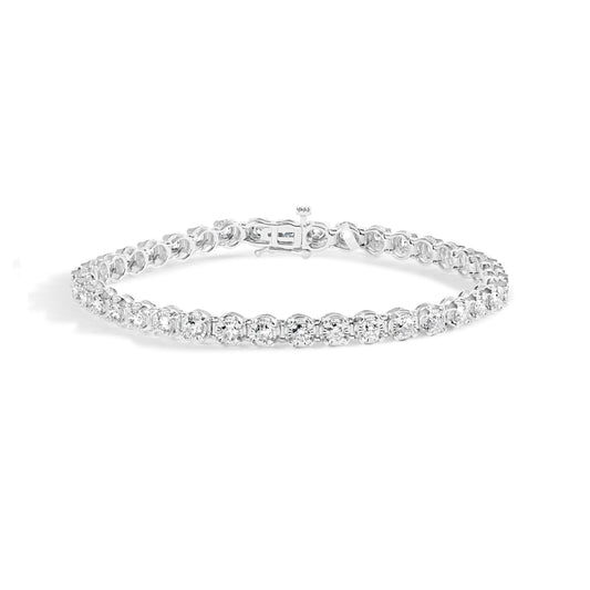 10K White Gold 3.00 Cttw Miracle Set Diamond Bezel Link Style Tennis Bracelet