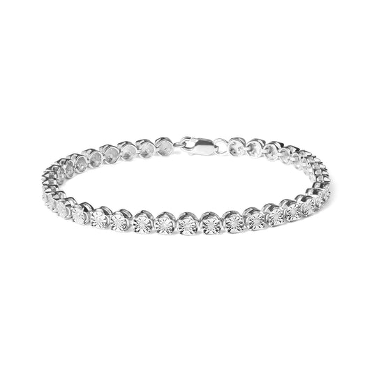 .925 Sterling Silver 1/4 Cttw Miracle-Set Diamond Starburst Round Link Tennis