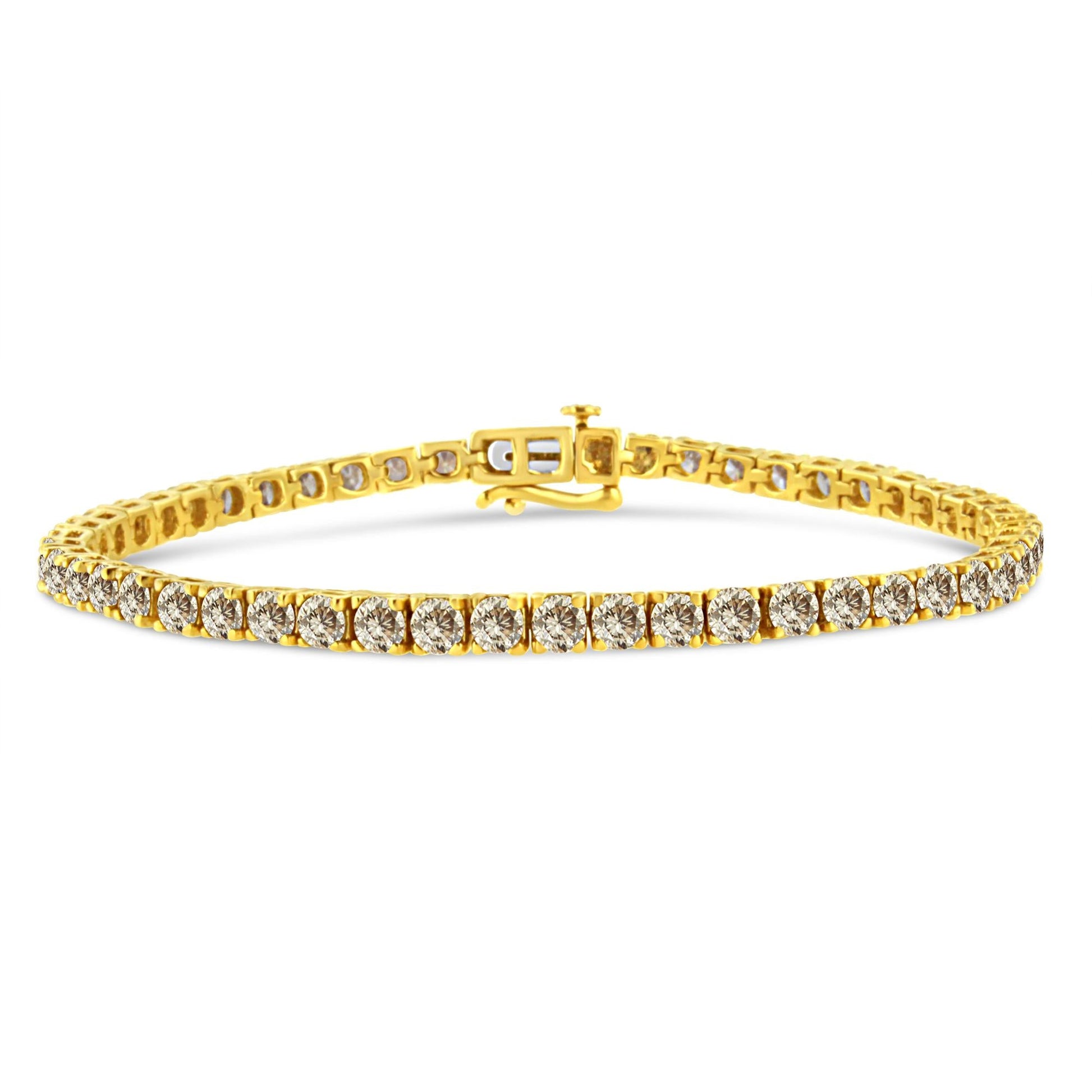 14K Yellow Gold Plated.925 Sterling Silver 8.0 Cttw Diamond Classic Link Tennis