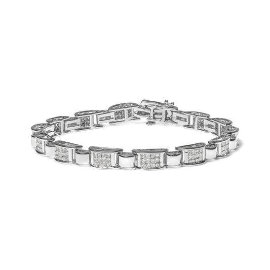 14K White Gold 2.00 Cttw Princess Diamond Invisible Set Link Bracelet (H-I