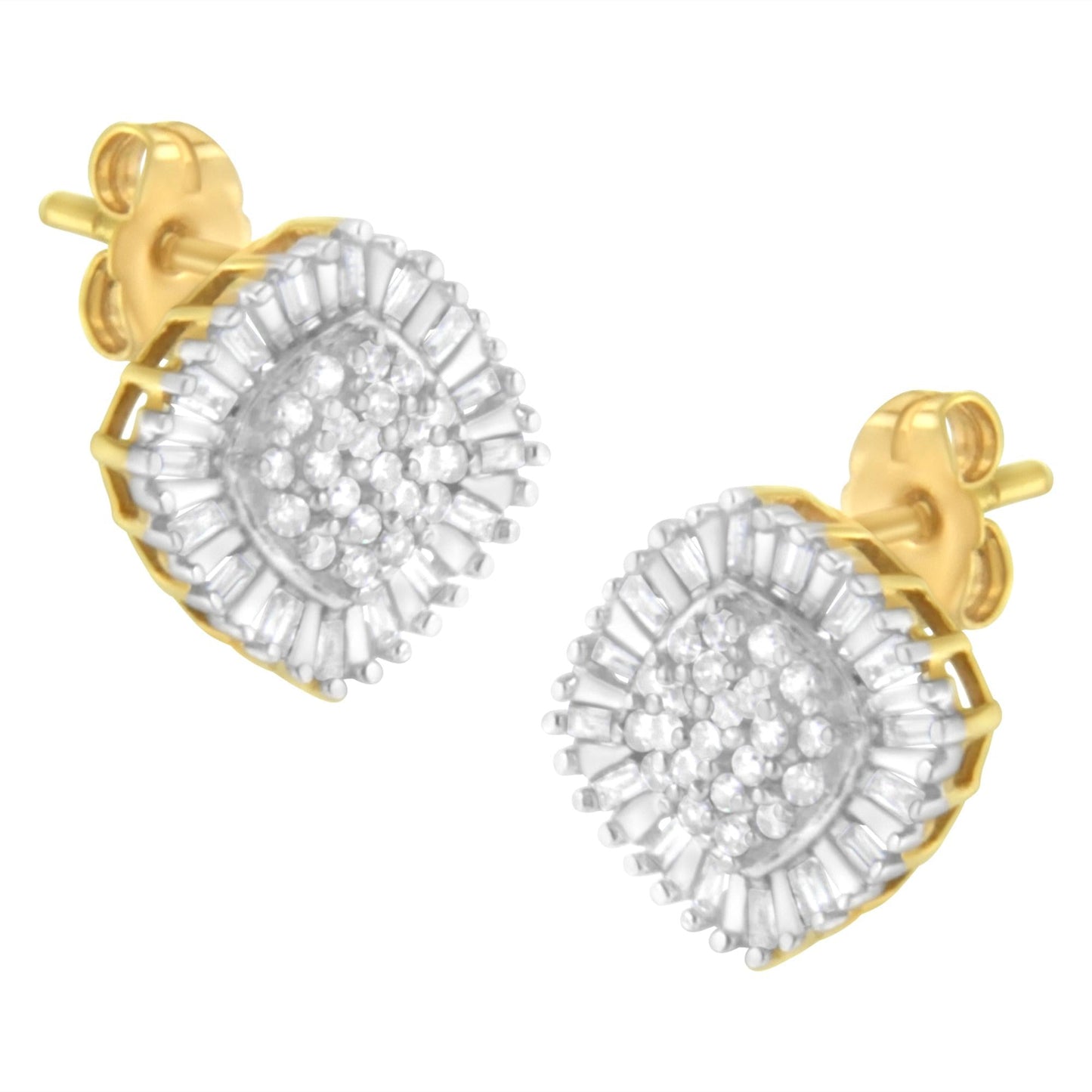 10K Yellow Gold 1/2 cttw Diamond Cluster Cocktail Stud Earrings (I-J I1-I2)