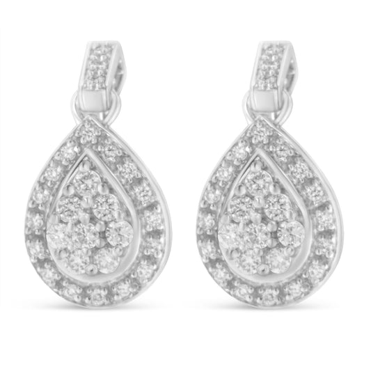 10k White Gold Round Cut Diamond Earrings (0.75 cttw H-I Color I1-I2 Clarity)