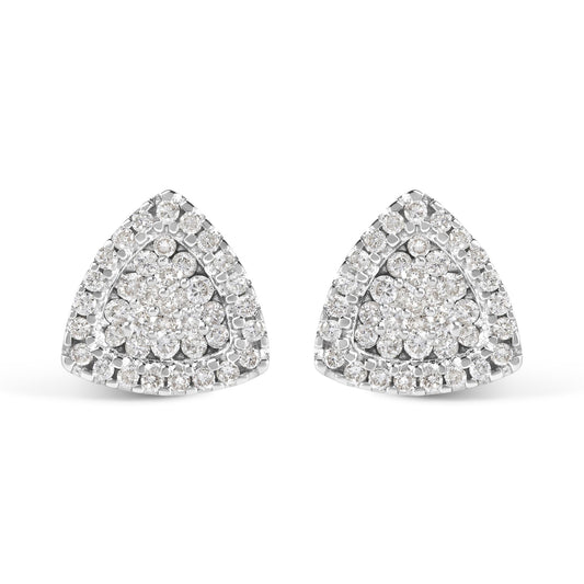 14K White Gold 1/2 cttw Trillion Shaped Diamond Stud Earrings (H-I Clarity