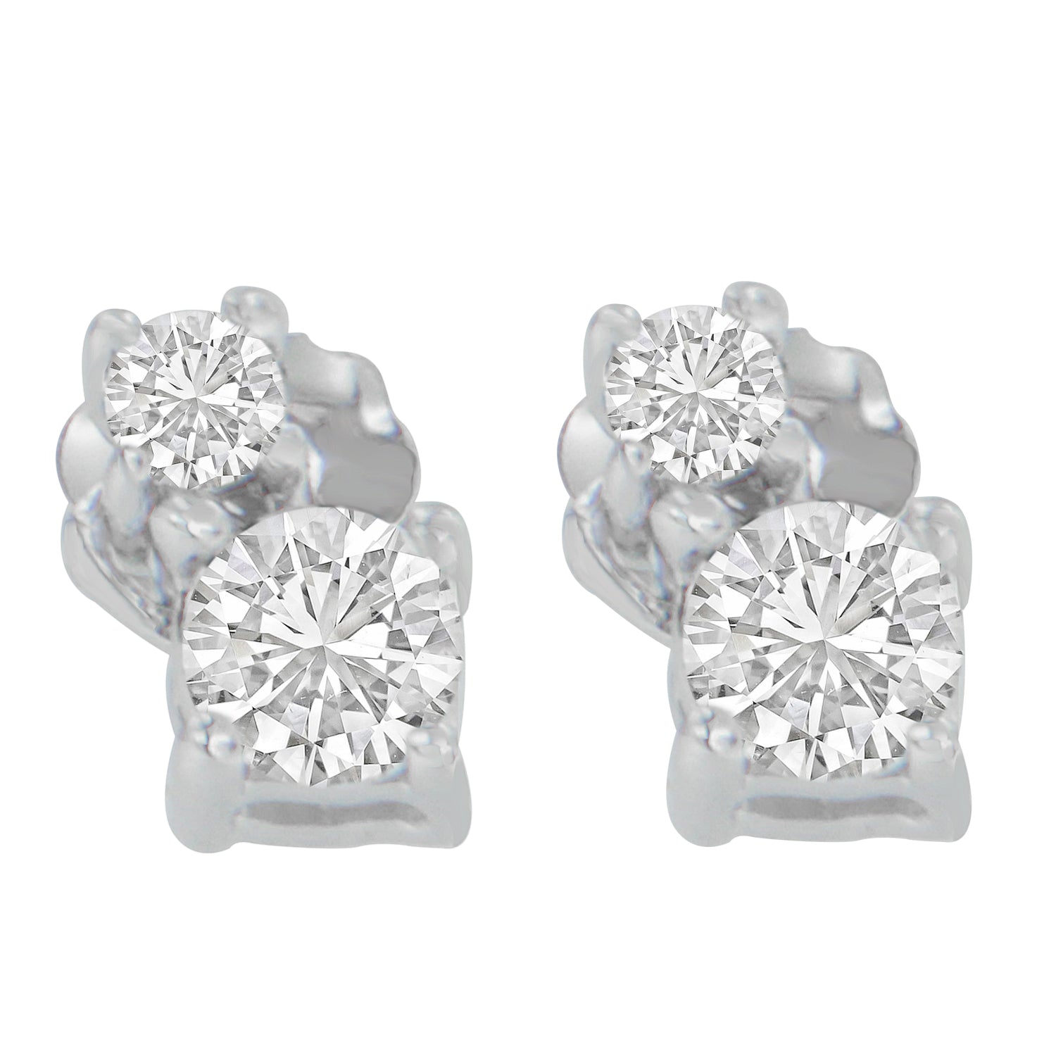 14K White Gold 1/2 cttw Round Cut Diamond Earrings (H-I SI2-I1)