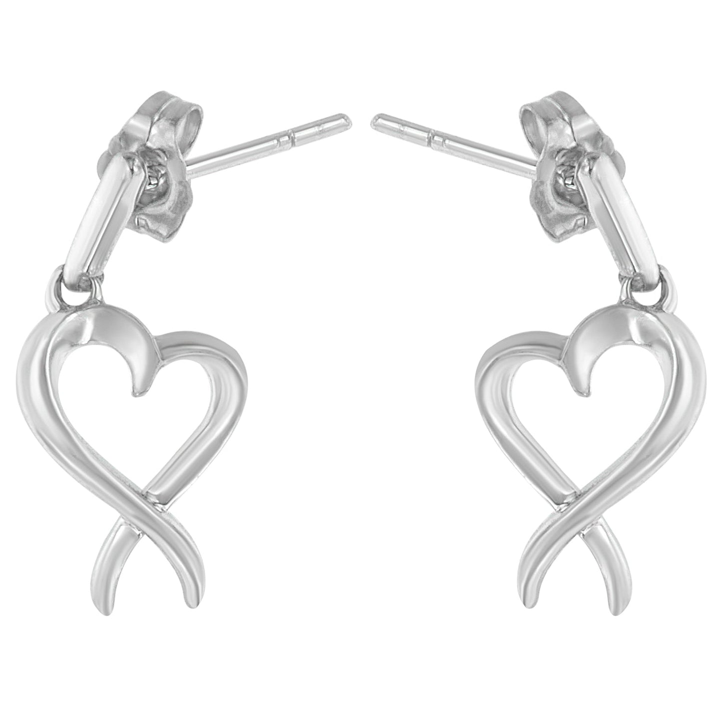 Sterling Silver Dangle-Heart Earrings - Earrings/Earrings/