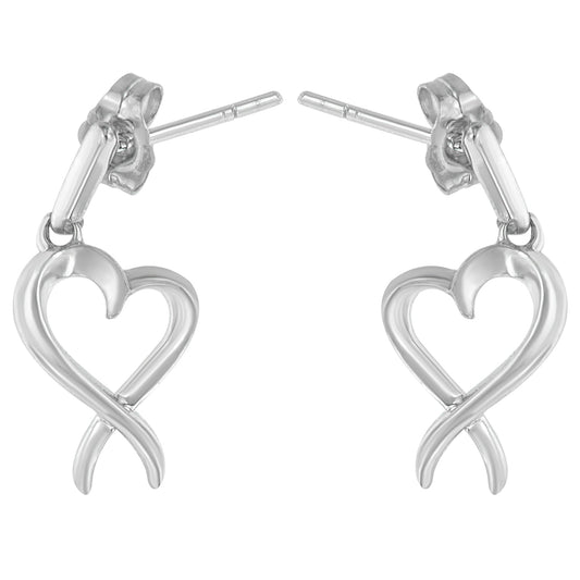 Sterling Silver Dangle-Heart Earrings - Earrings/Earrings/