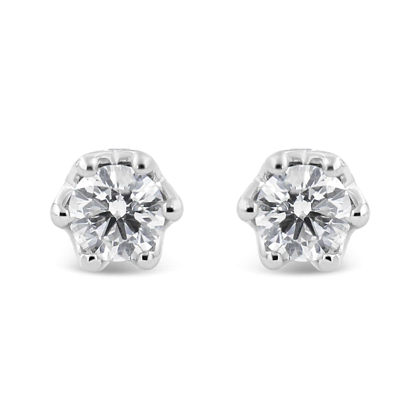 14K Gold 1/2 Cttw Round Diamond Crown Stud Earring (I-J Color I1-I2 Clarity)