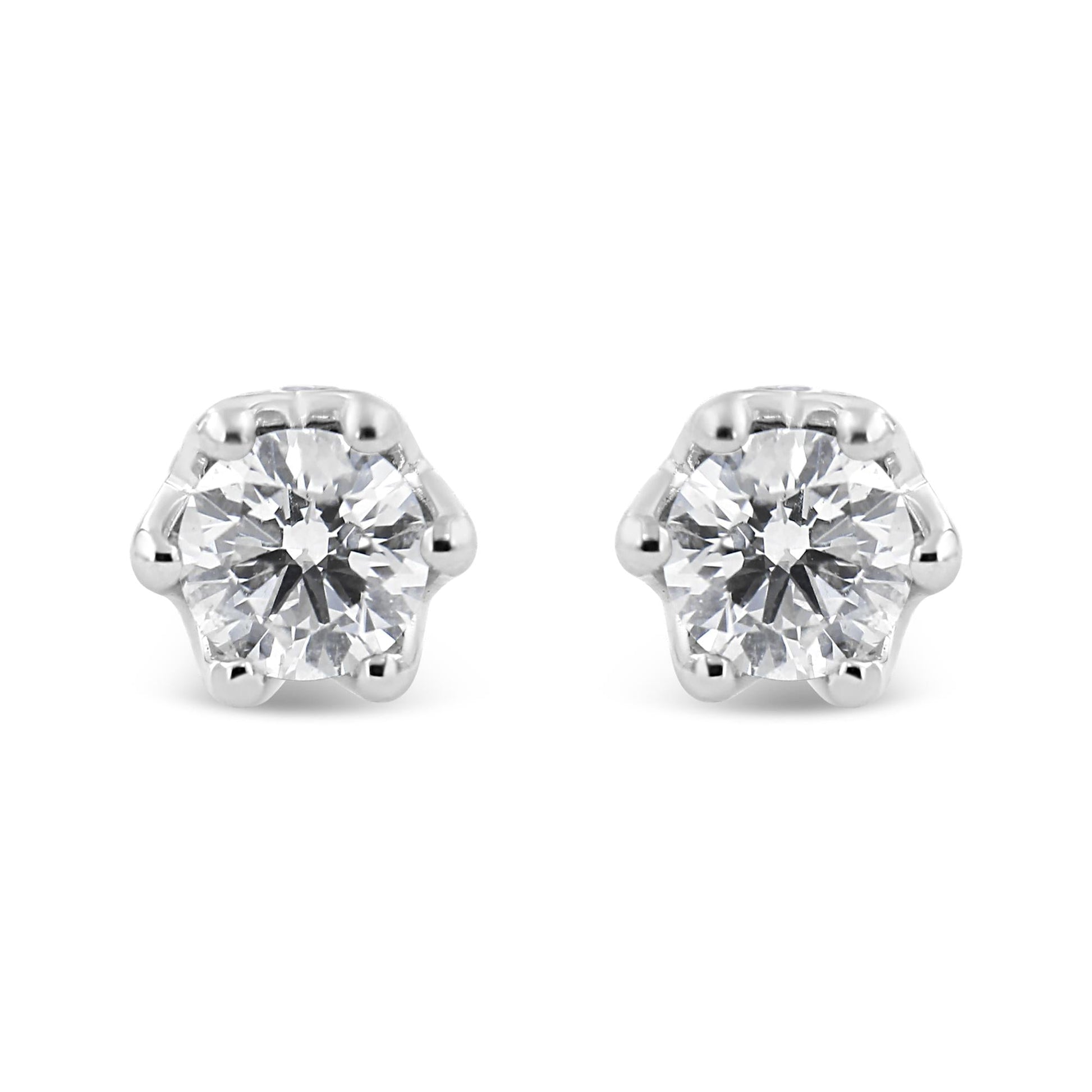 14K Gold 1/2 Cttw Round Diamond Crown Stud Earring (I-J Color I1-I2 Clarity)