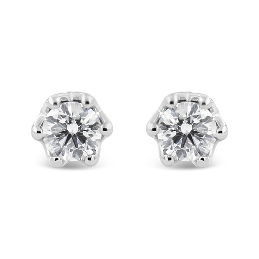 14K Gold 1/2 Cttw Round Diamond Crown Stud Earring (I-J Color I1-I2 Clarity)