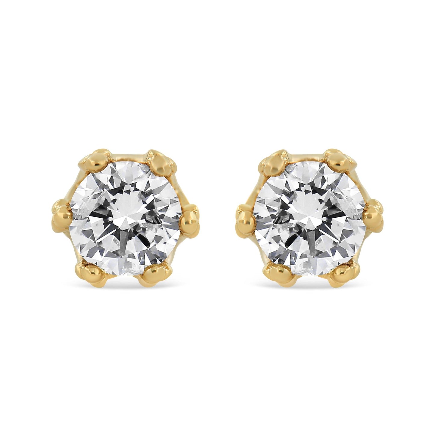 14K Gold 1/2 Cttw Round Diamond Crown Stud Earring (I-J Color I1-I2 Clarity)