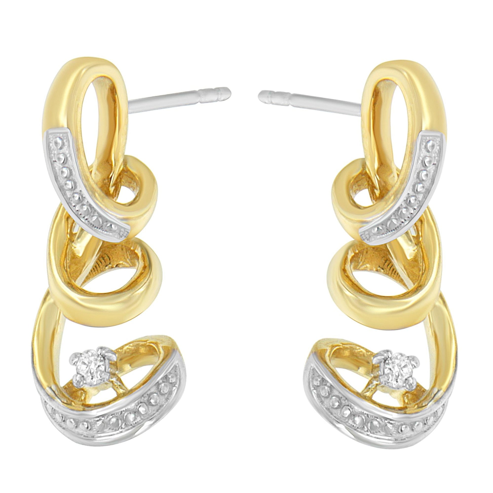 Espira 10K Two Tone Gold Round cut Diamond Earring (0.05 cttw J-K Color I2-I3