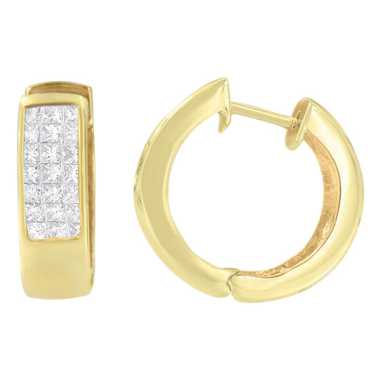 14K Yellow Gold 1/3 cttw Diamond Hoop Earrings (H-I VS1-VS2)