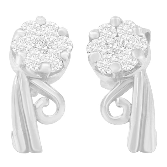 14K White Gold 1/2 cttw Round Cut Diamond Earrings (H-I I1-I2)