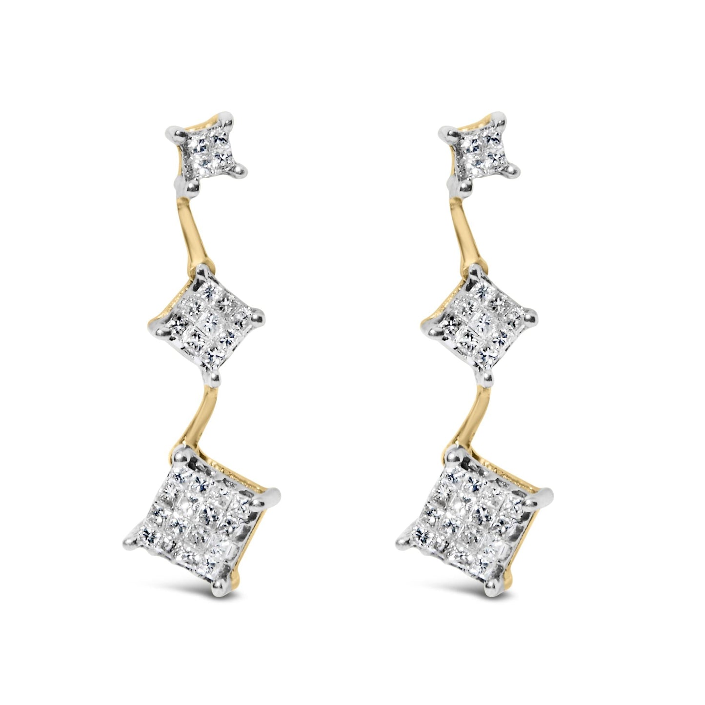 14K Yellow Gold 1 cttw Princess Cut Diamond Earrings (H-I SI1-SI2)