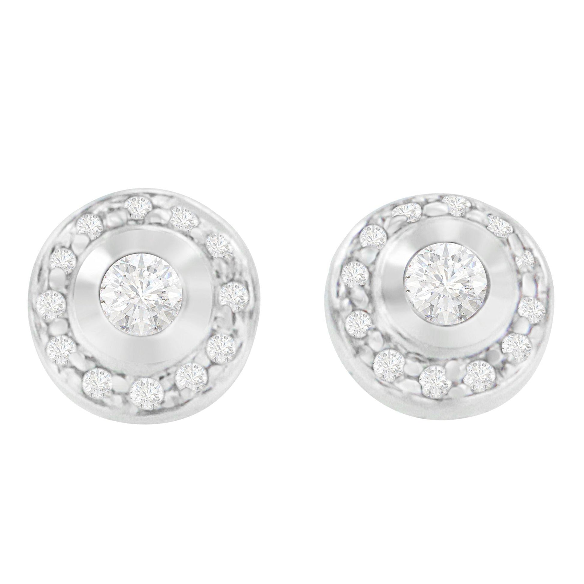 14K White Gold 1/3 cttw Round Cut Diamond Earrings (H-I SI2-I1)