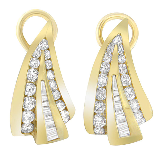 14K Yellow Gold 2 1/4 cttw Diamond Huggy Earrings (I-J SI1-I2)