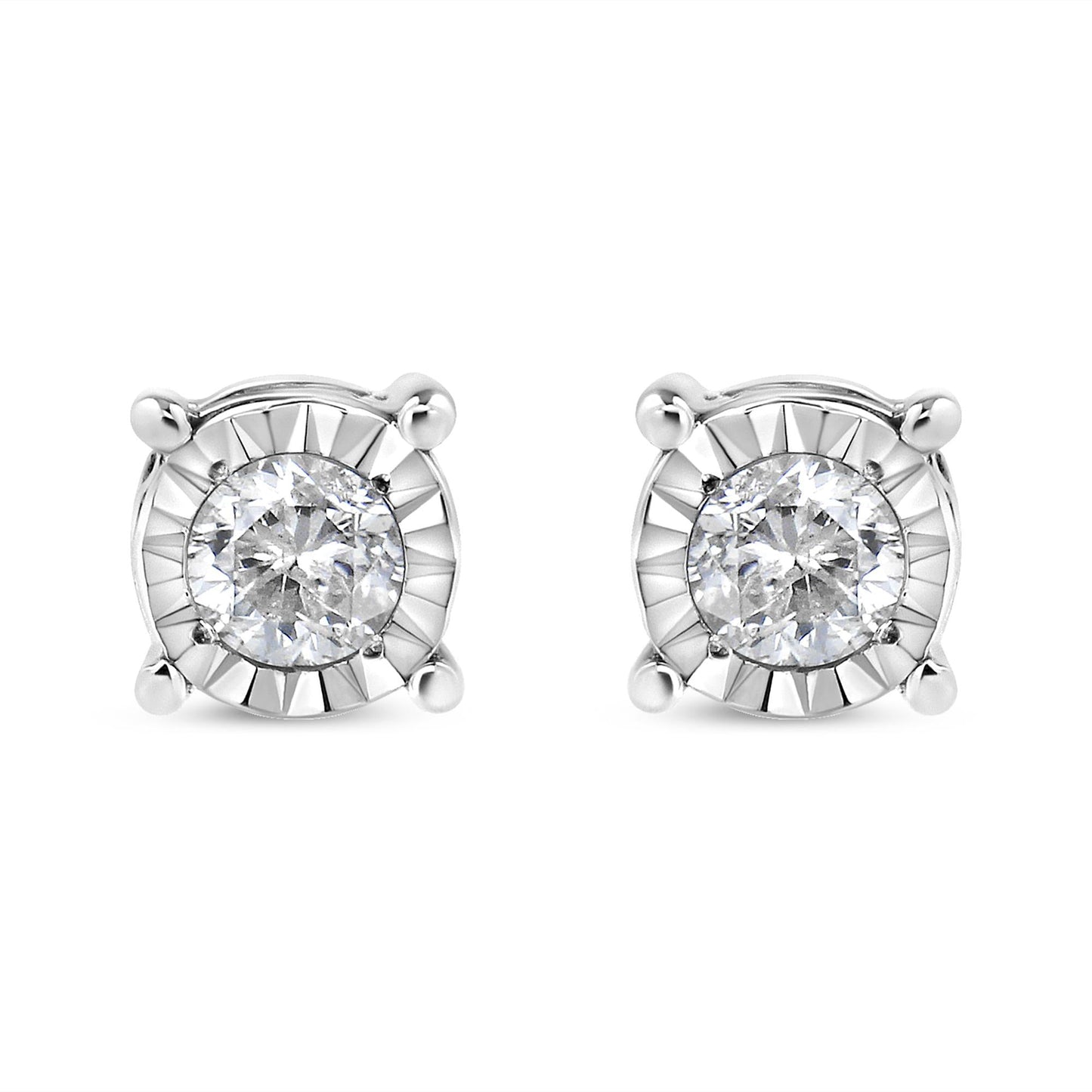 .925 Sterling Silver 1/5 Cttw Round Near Colorless Diamond Miracle-Set Stud