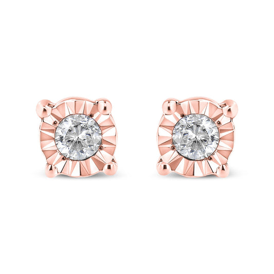 .925 Sterling Silver 1/10 Cttw Round Brilliant-Cut Diamond Miracle-Set Stud Earrings