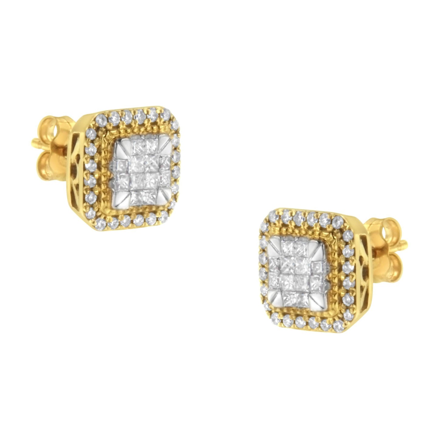 10KT Yellow Gold Diamond Stud Earrings (1/2 cttw H-I Color SI2-I1 Clarity)