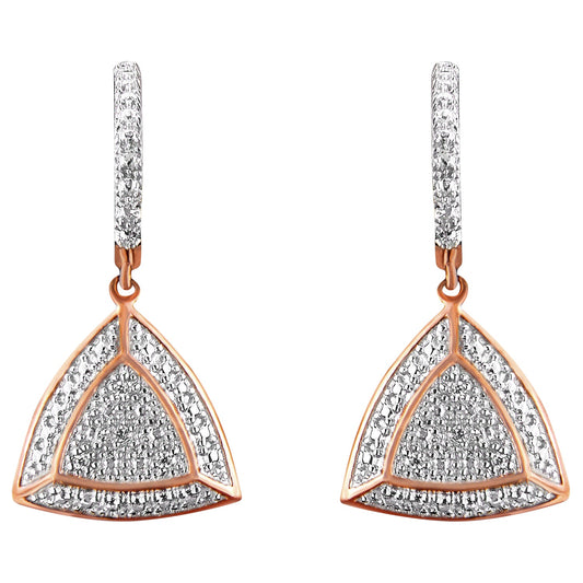 Rose Gold Plated Sterling Silver Round Cut Diamond Fashion Dangle Earrings