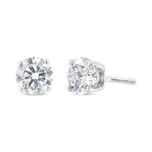 IGI Certified 14K White Gold 1 1/2 Cttw Lab Grown Diamond Solitaire Stud