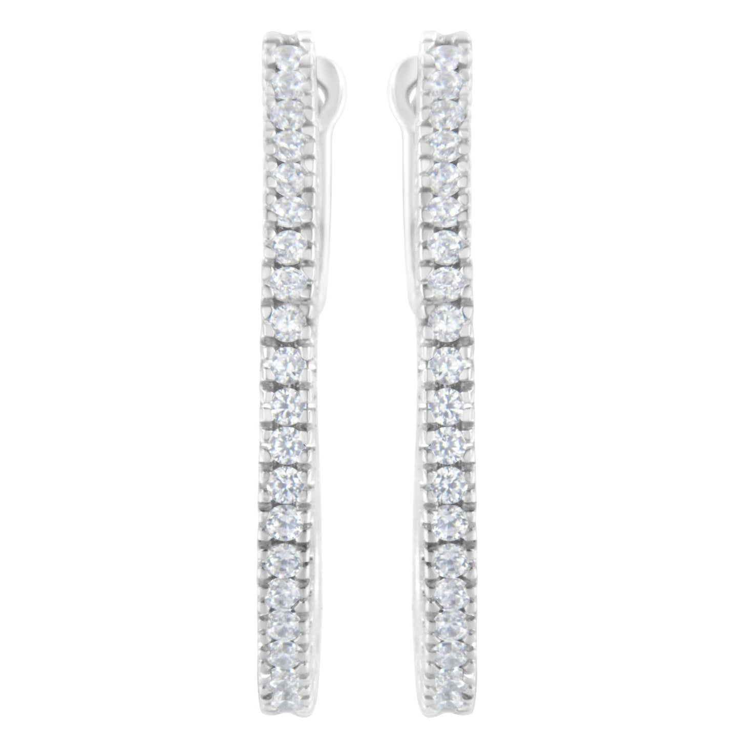 10KT White Gold 1/2 cttw Diamond Hoop Earrings (I-J, I2-I3)