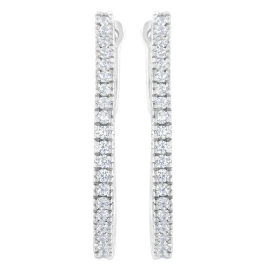 10KT White Gold 1/2 cttw Diamond Hoop Earrings (I-J I2-I3)