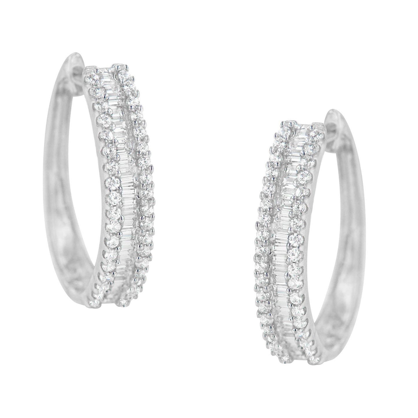 10K White Gold Diamond Hoop Earrings (3/4 cttw I-J Color I2-I3 Clarity)