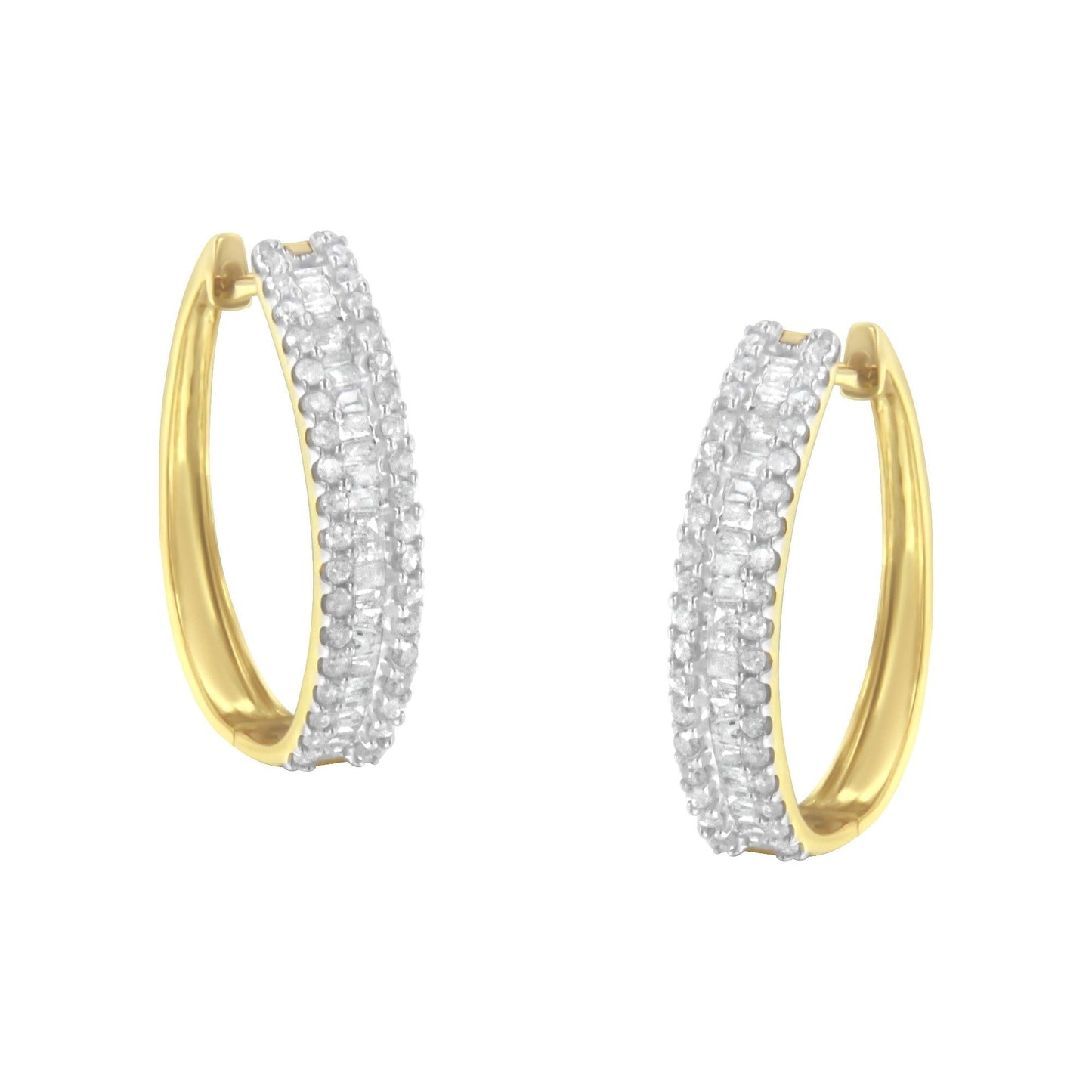 10K Yellow Gold Diamond Hoop Earring (3/4 cttw I-J Color I2-I3 Clarity)