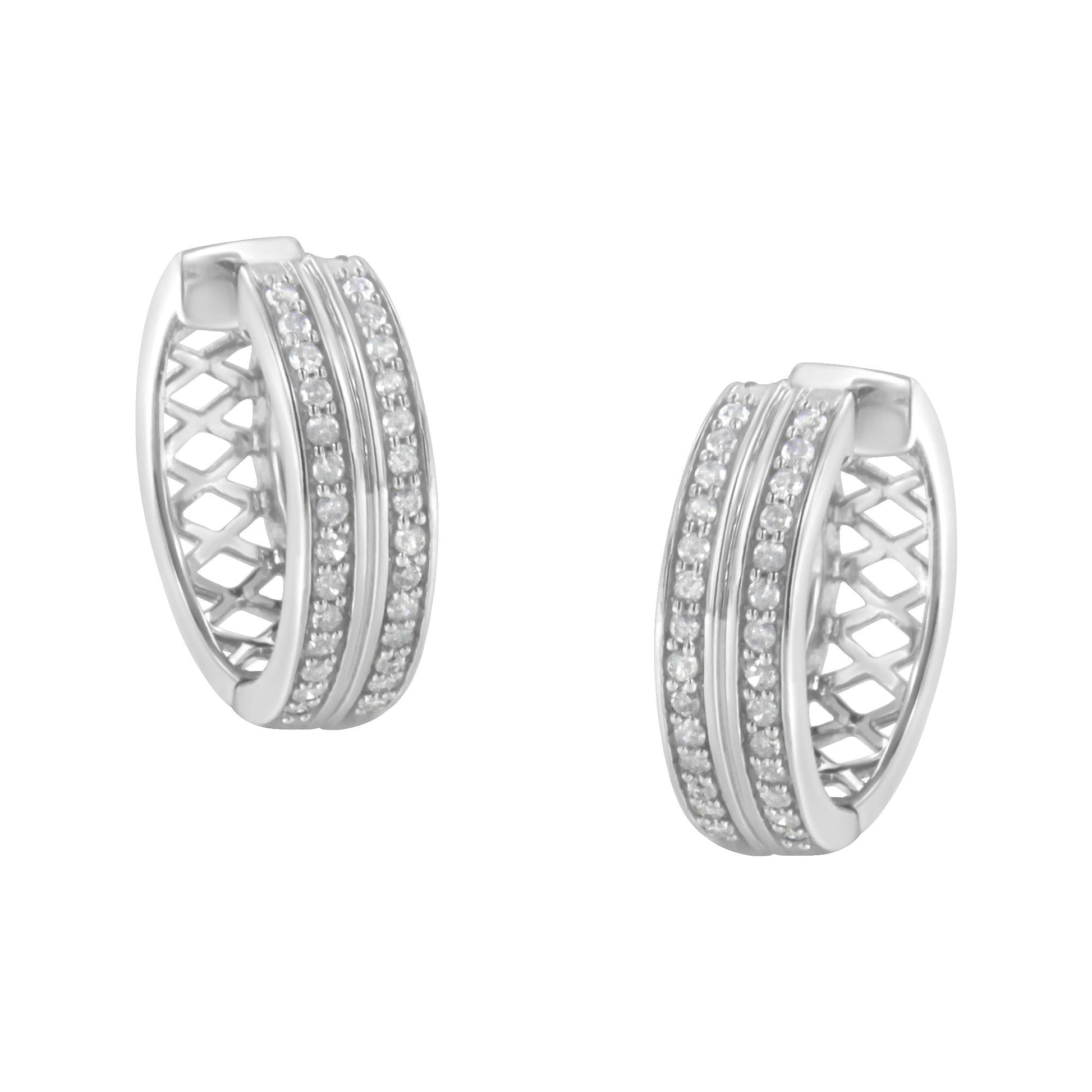 10K White Gold Diamond Hoop Earring (1/2 cttw I-J Color I2-I3 Clarity)