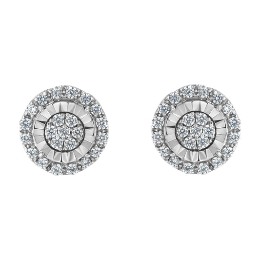 Sterling Silver Diamond Cluster Earrings (1 cttw I-J Color I2-I3 Clarity)