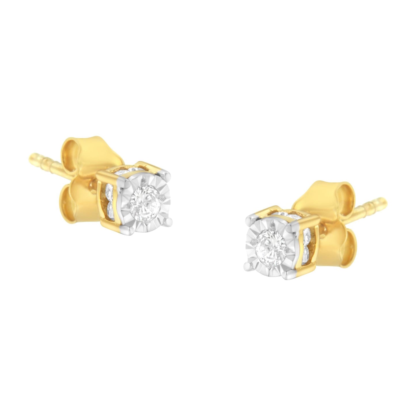 Yellow Plated Sterling Silver Diamond Stud Earring (1/4 cttw I-J Color I2-I3