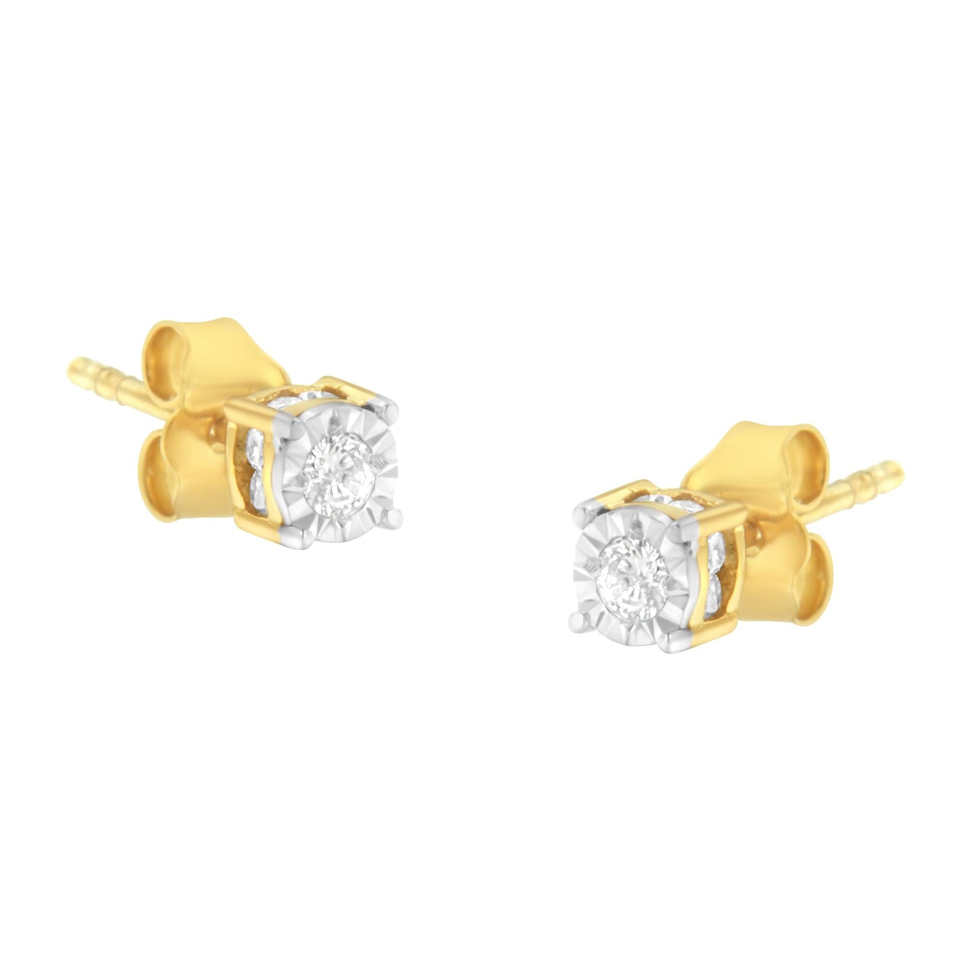 Yellow Plated Sterling Silver Diamond Stud Earring (1/4 cttw I-J Color I2-I3