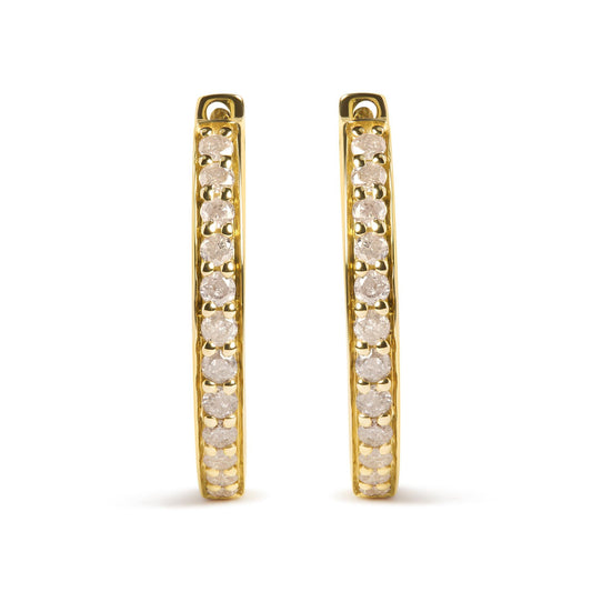 10K Yellow Gold 1/2 Cttw Round-Cut Diamond Hoop Earrings (I-J Color I2-I3