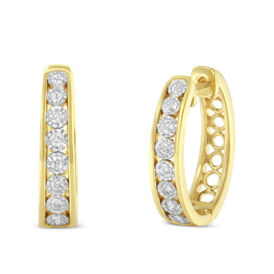 10KT Yellow and White Gold Diamond Hoop Earring (1/2 cttw J-K Color I2-I3