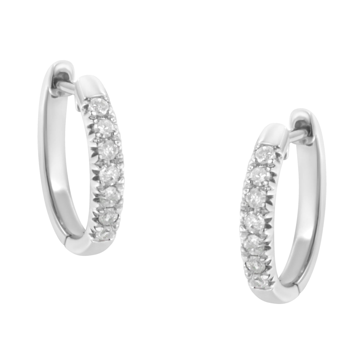 .925 Sterling Silver 1/4 Cttw Diamond Hoop Earrings (I-J Color I3 Clarity)